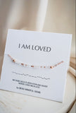 I AM LOVED rose quartz affirmation Bracelet